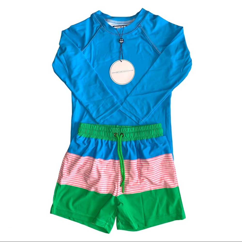 SweetHoney Rashguard Swim Shorts Set Size 6 NWT
